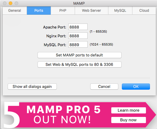 MAMP default Ports MAMP default Ports