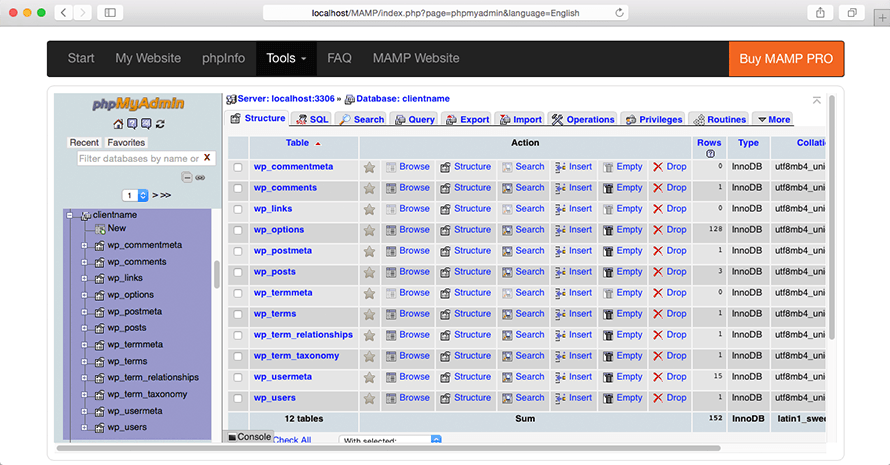 Wordpress website migration phpMyAdmin