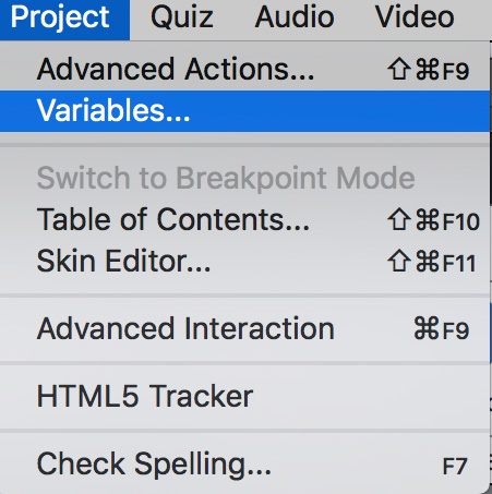 Captivate Project Variables Captivate Project Variables