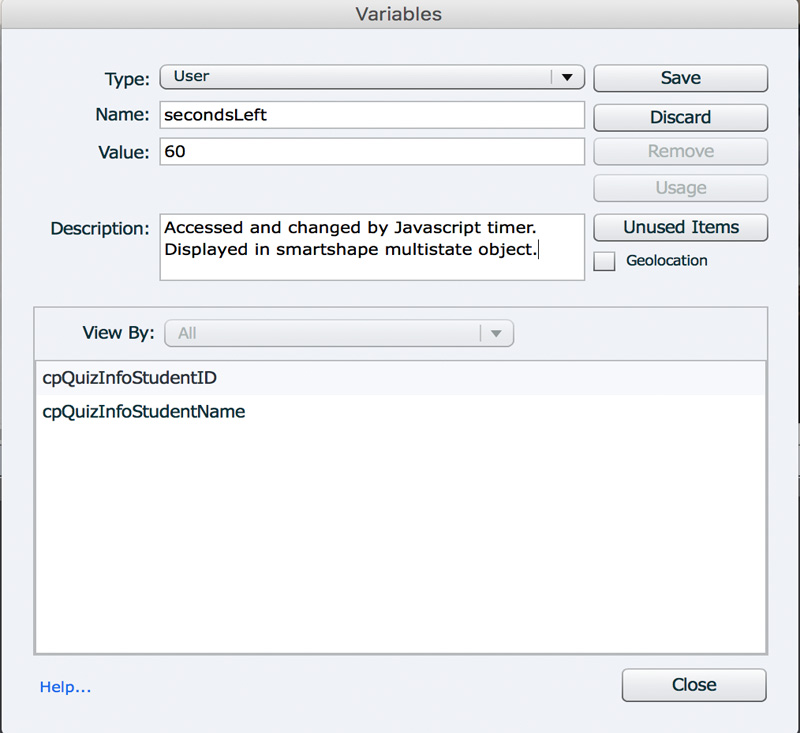 Add a new Captivate Project Variable Add a new Captivate Project Variable